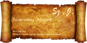 Szarvasy József névjegykártya
