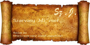 Szarvasy József névjegykártya